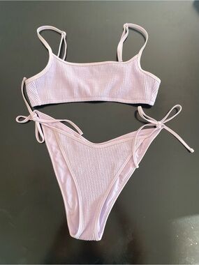 Aerie Crinkle Top and Low Rise Tie Cheekiest Bikini Bottom